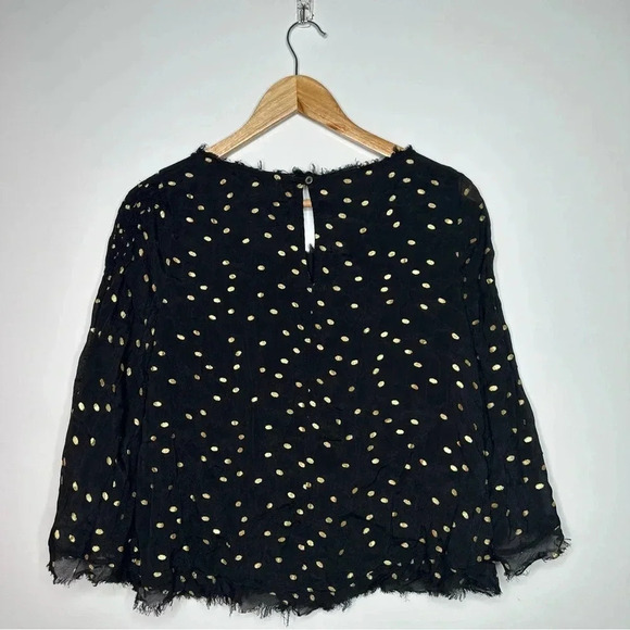 Floreat Anthropologie Everafter Black Metallic Gold Polka Dot Blouse Size Small - Picture 9 of 13